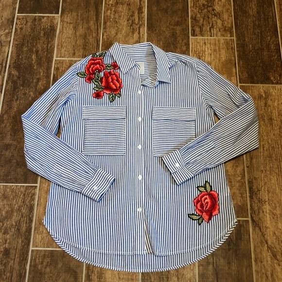 Rails Tops - RAILS Frances Banker Stripe Women’s SHIRT S Rose